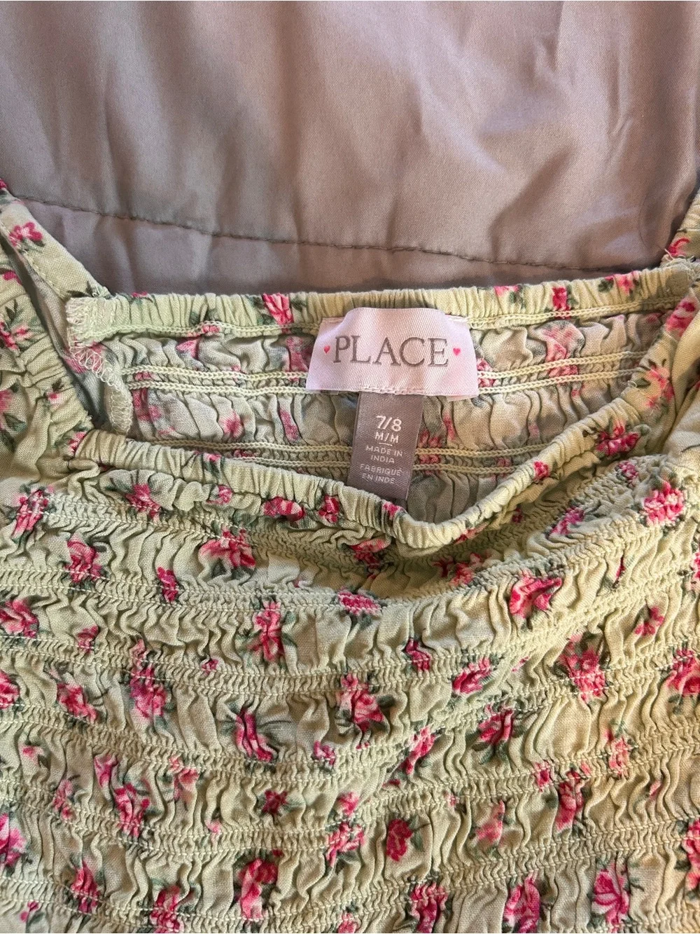 The Children's Place Light Green Dress with Pink Floral Print - Picture 3 of 3
